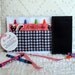 SALE Crayon Roll / Crayon Wallet: fits 16 regular or 8 big crayons - Little Stinker - Valentine's Day - art fun on the go - take 20% off