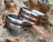 Titanium and Manzanita Burl Wedding Band Set (robandlean)
