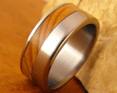 Titanium Ring with Cedar of Lebanon Wood Inlay (offset)