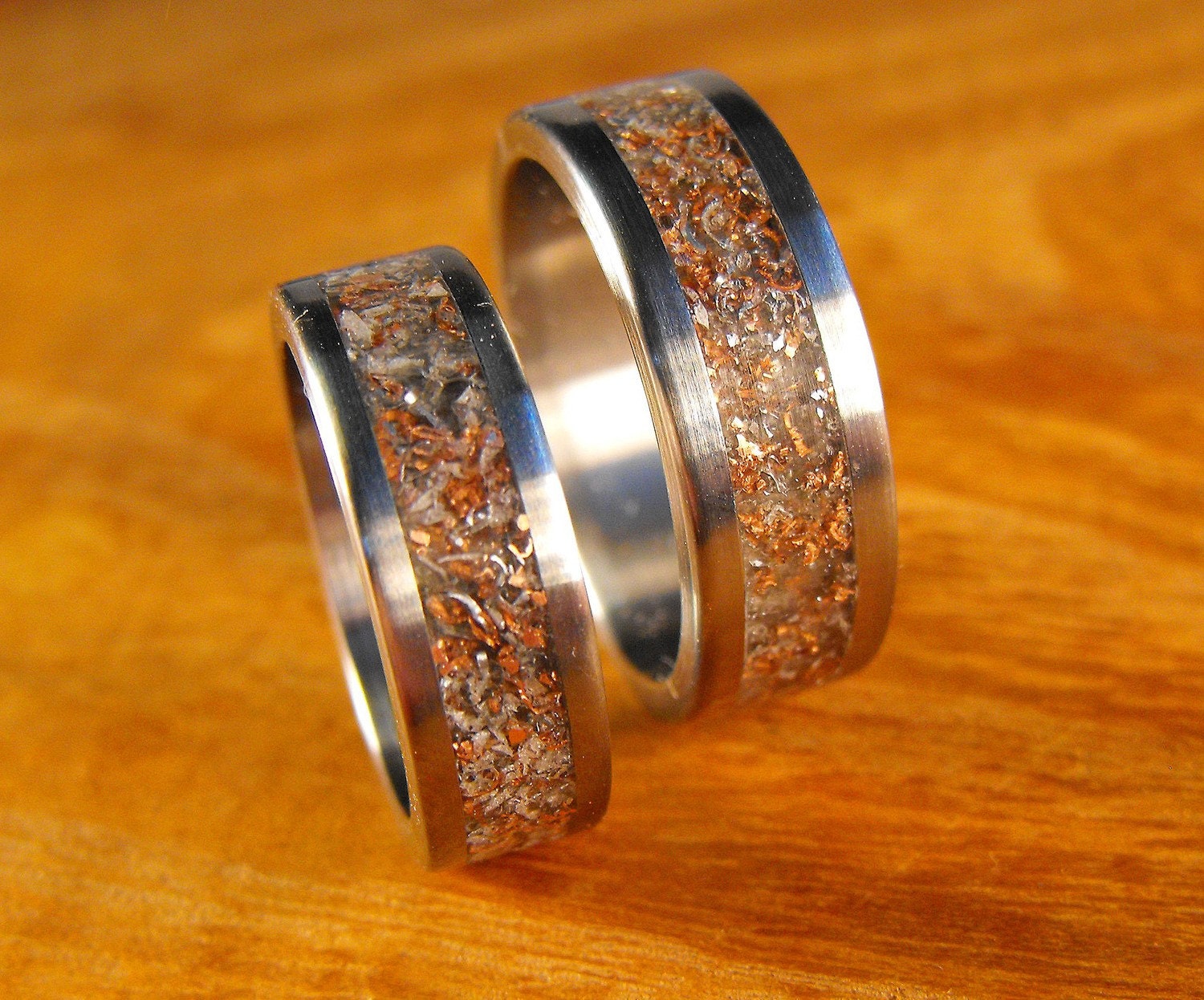 Titanium Wedding Band Set-  Junk Rings