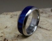 Stainless Steel Ring with Cobalt Blue Acrylic Inlay