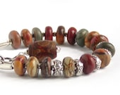 Rustic Picture Jasper Bracelet,  Earthy Stone Jewelry with Artisan Silver