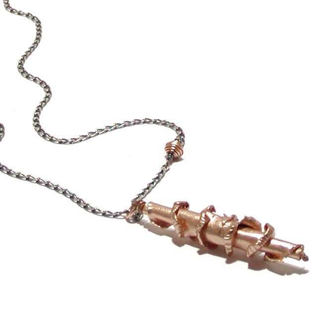 Pink Gold Pendant - Pink Gold Vermeil with Silver Chain