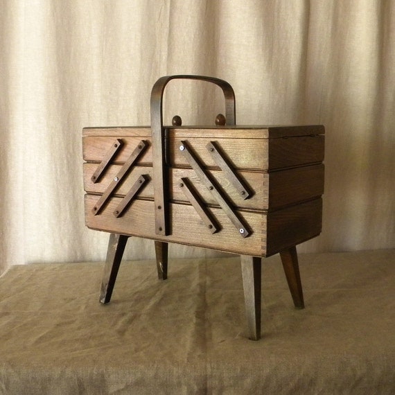 Vintage French fold-out sewing box