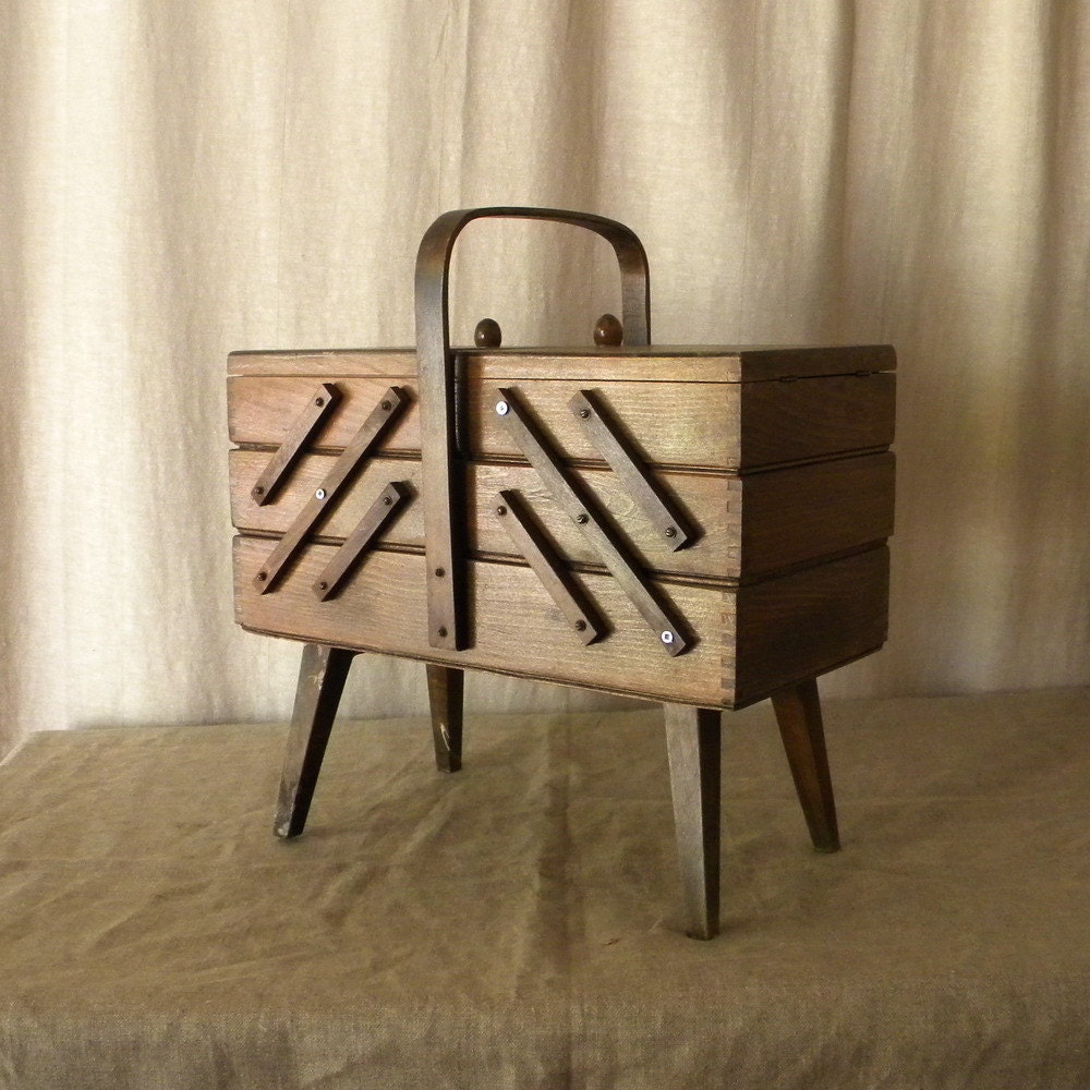 Vintage French fold-out sewing box