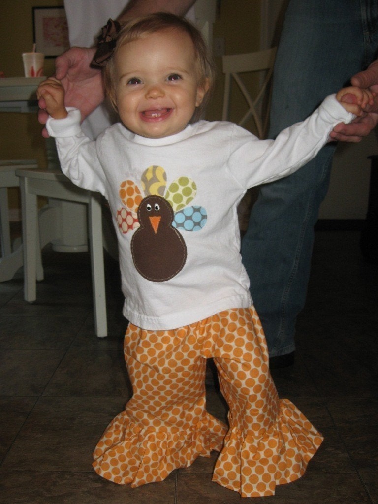 6-9mos Polka Dot Turkey onesie- longsleeve