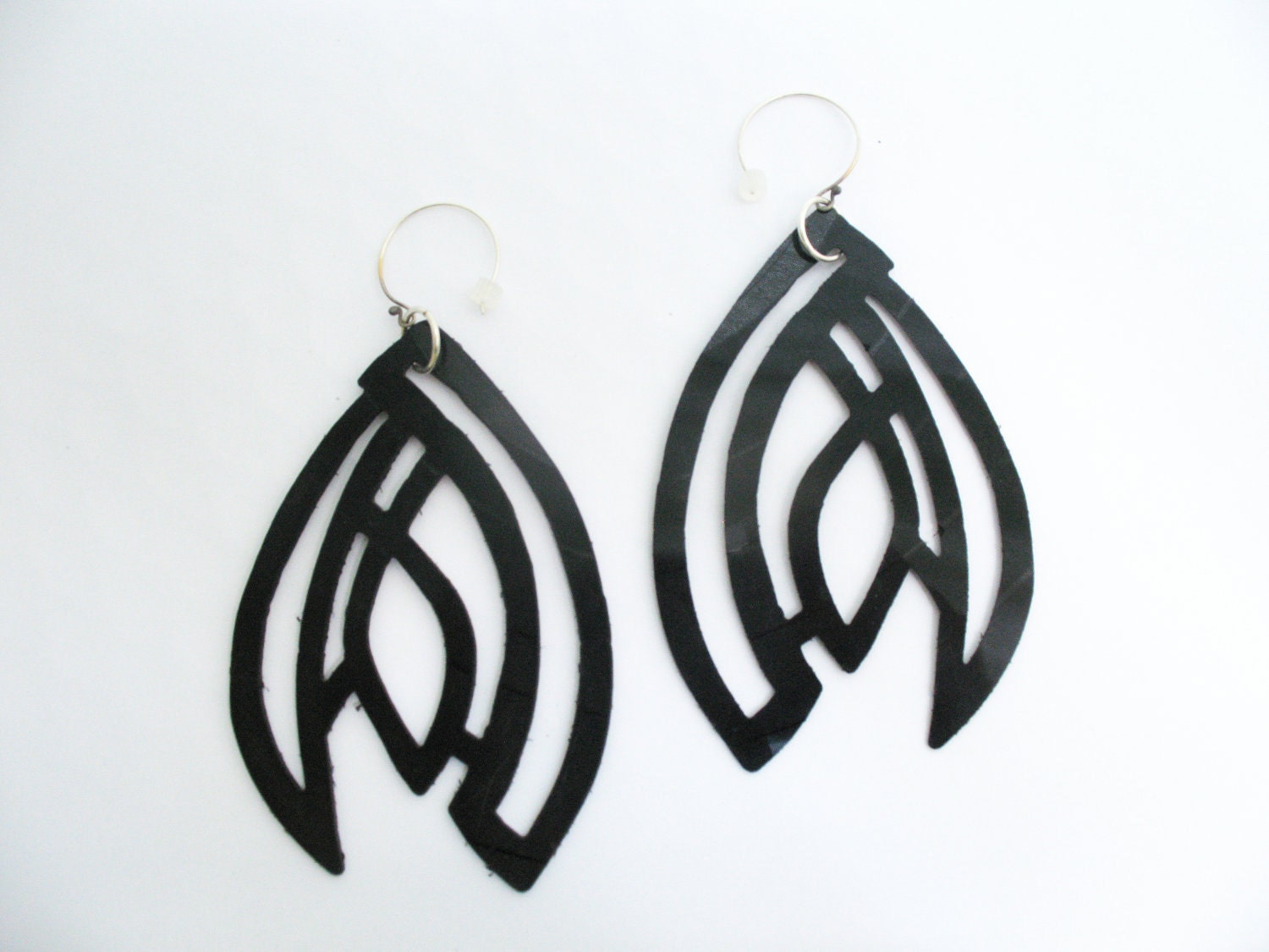 Reincarnated Records Feather Earrings