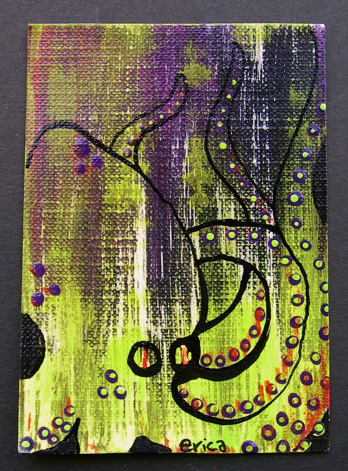 Octopus ACEO original painting Sneakopus