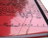 vintage detroit map journal - red