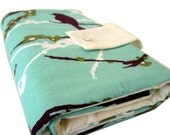 circular knitting needle organizer - aqua purple birds and branches