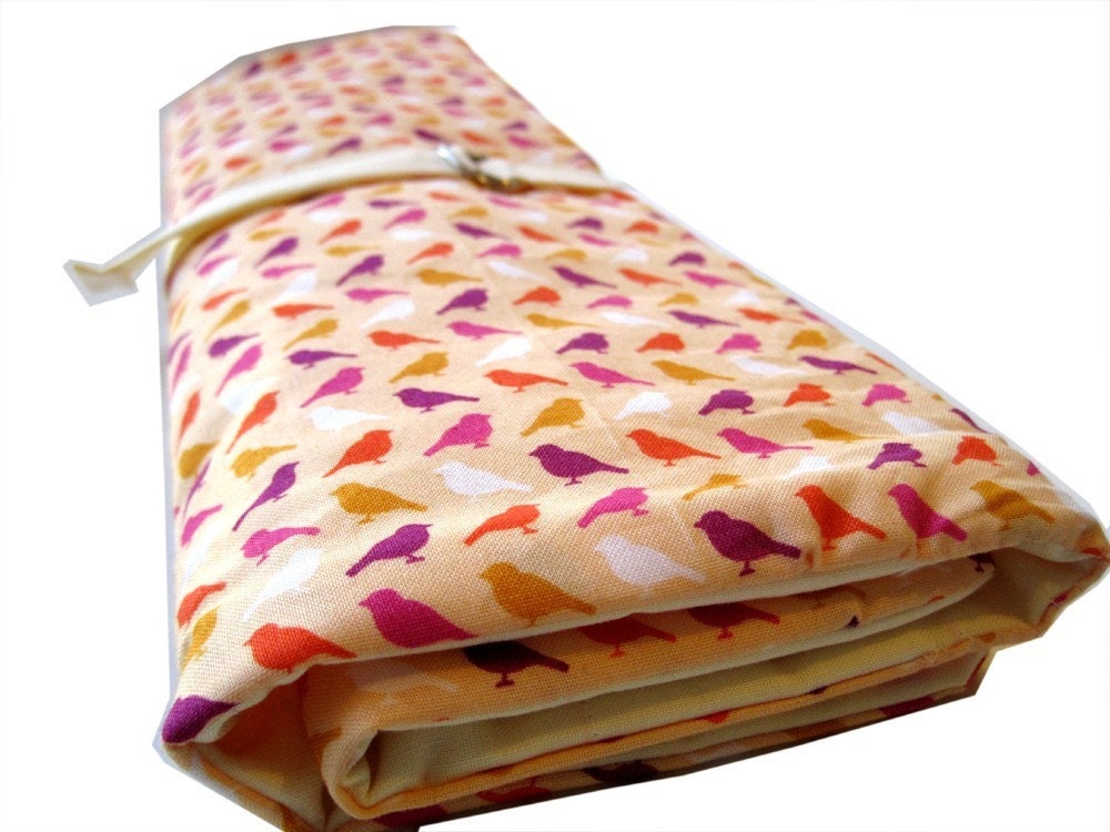 multi purpose knitting needle organizer - peach birds