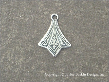 Antiqued Sterling Silver Plated Art Deco Earring or Pendant Drop (item 1110 AS) - 6 Pieces