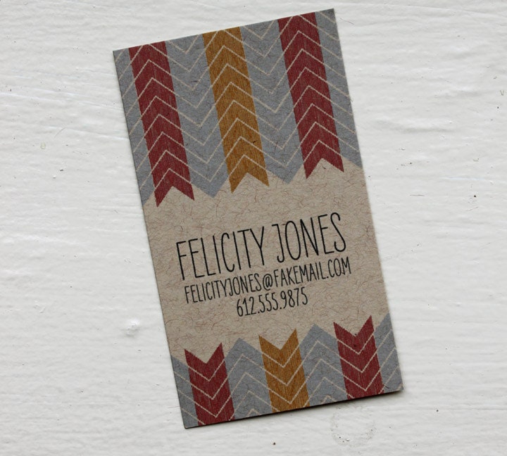 Chevron Calling cards on Kraft-Vertical