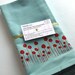 Dusty Aqua Cloth Napkins with Screen-printed Red Poppies print-set of 4