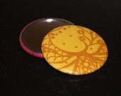 Fabric Covered Pocket Mirror 2.25 inches Gold