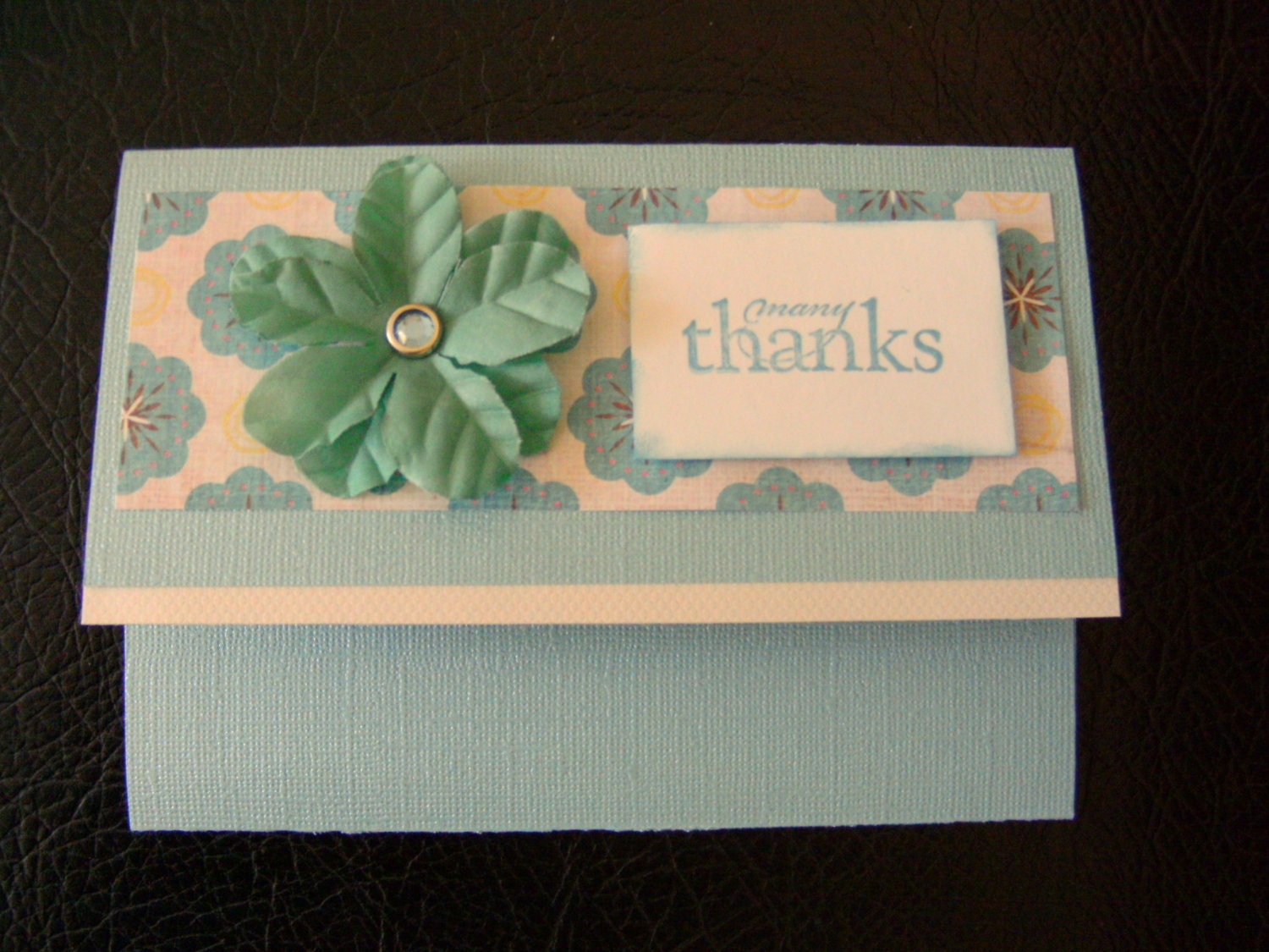 Handmade Card with Gift Card Money Pocket Many Thanks Stamped