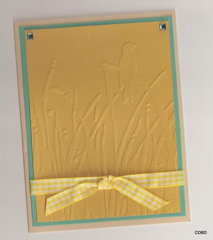 Handmade Card Set of 4 Grass with Bird Embossed all Occasion - creativedesigns