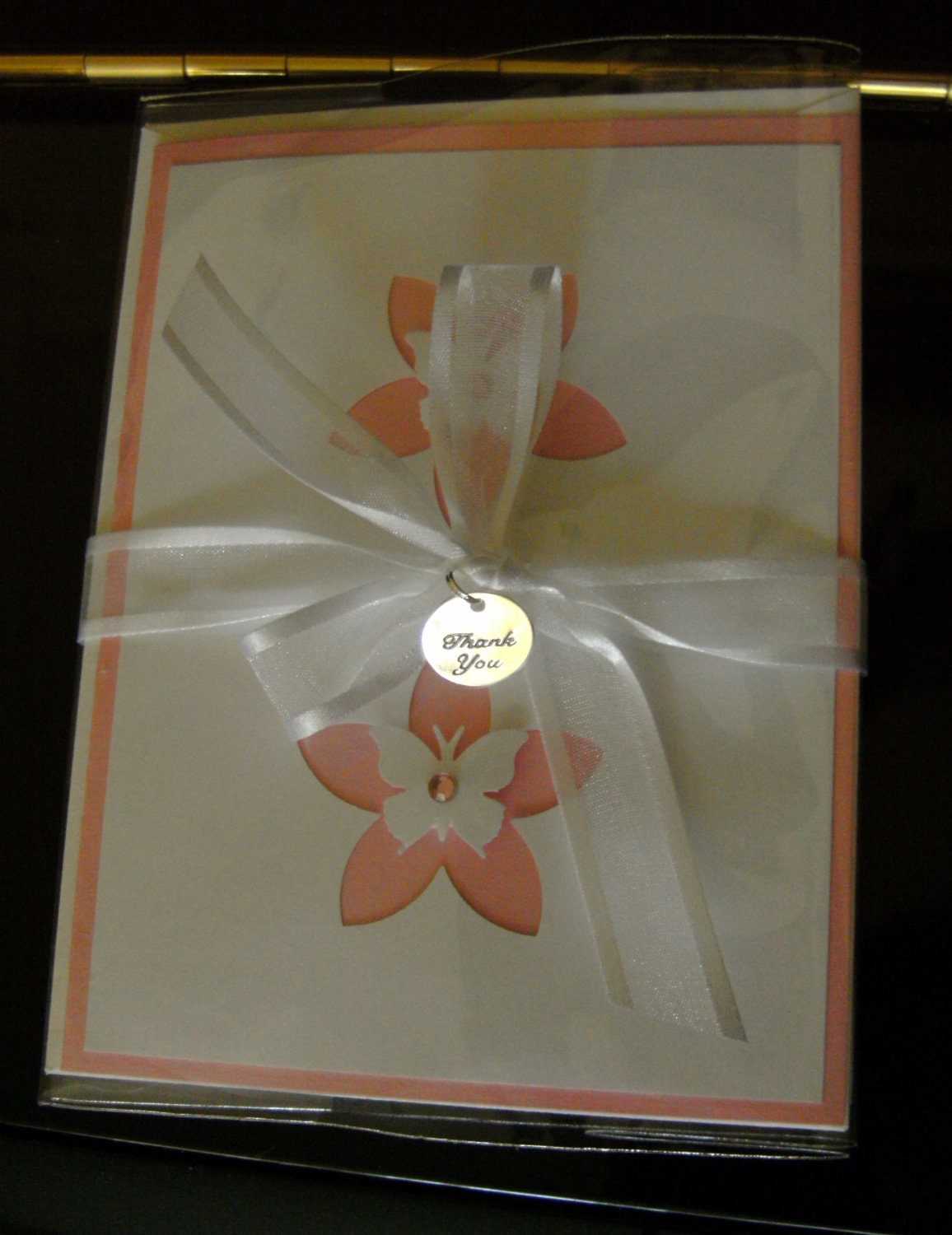 Handmade Card Set of 2 Butterfly Pastel Pink