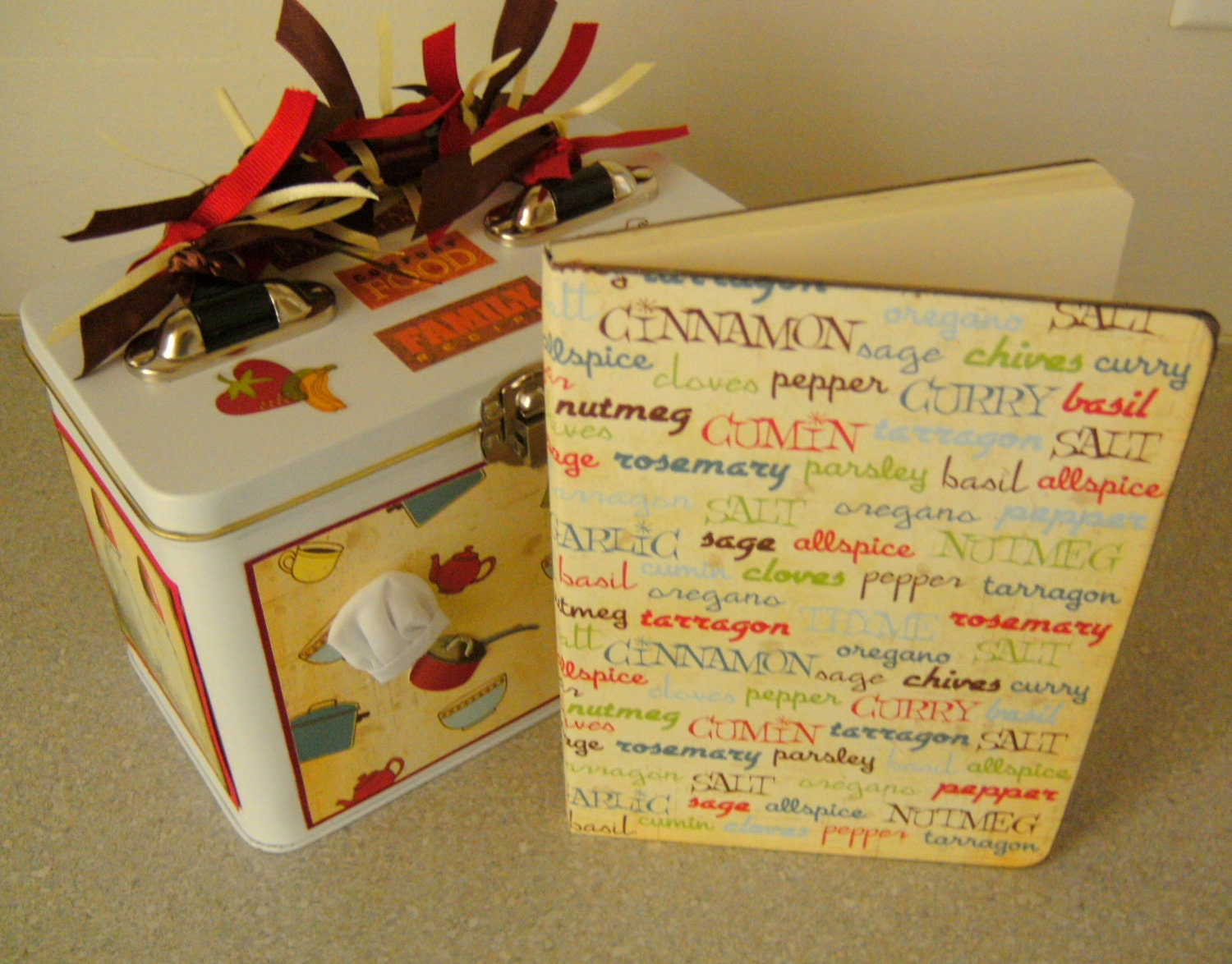Kitchen Cooking Recipe Tin and Journal Set - New Home - Wedding - CUSTOM SETS AVAILABLE