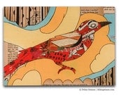 Bird in the Firebush, DG MINI Art Print on Wood