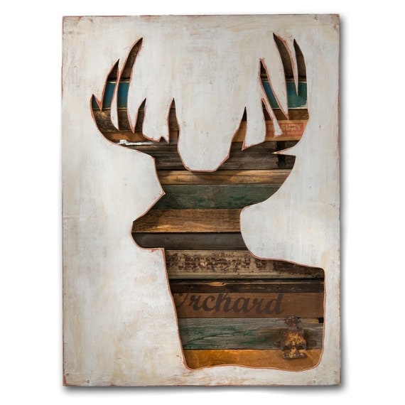 Modern Rustic Original Deer Art , Virginia Den Collection No. 03 (2010)