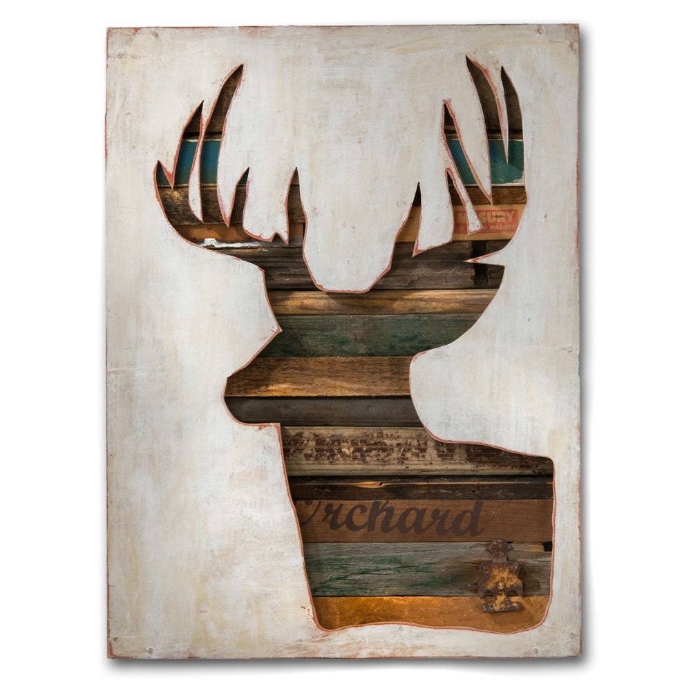 Modern Rustic Original Deer Art , Virginia Den Collection No. 03 (2010)