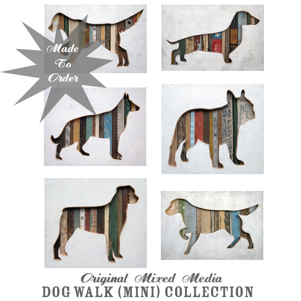Golden Retriever Pet Dog Potrait, Dog Walk (Mini) Collection, Custom Silhouette Made to Order