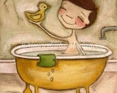 Print of my original  painting - Bathtime Fun -