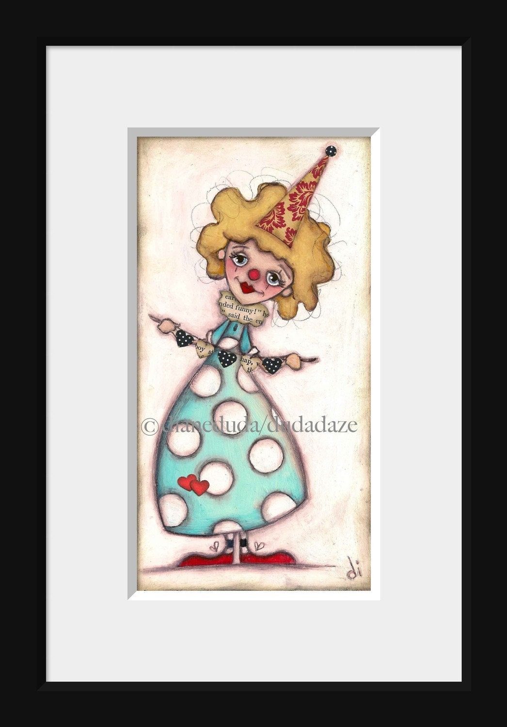 Print of my original Folk Art Childrens painting - Be A Clown