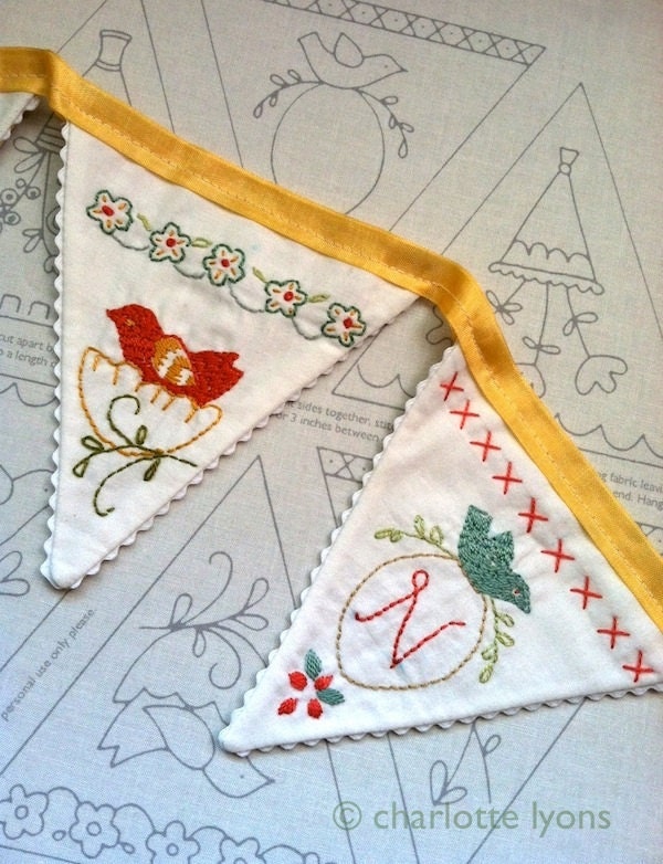 birdie banner - embroidery and stitching sampler