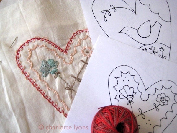 PDF hearts and flowers stitch designs