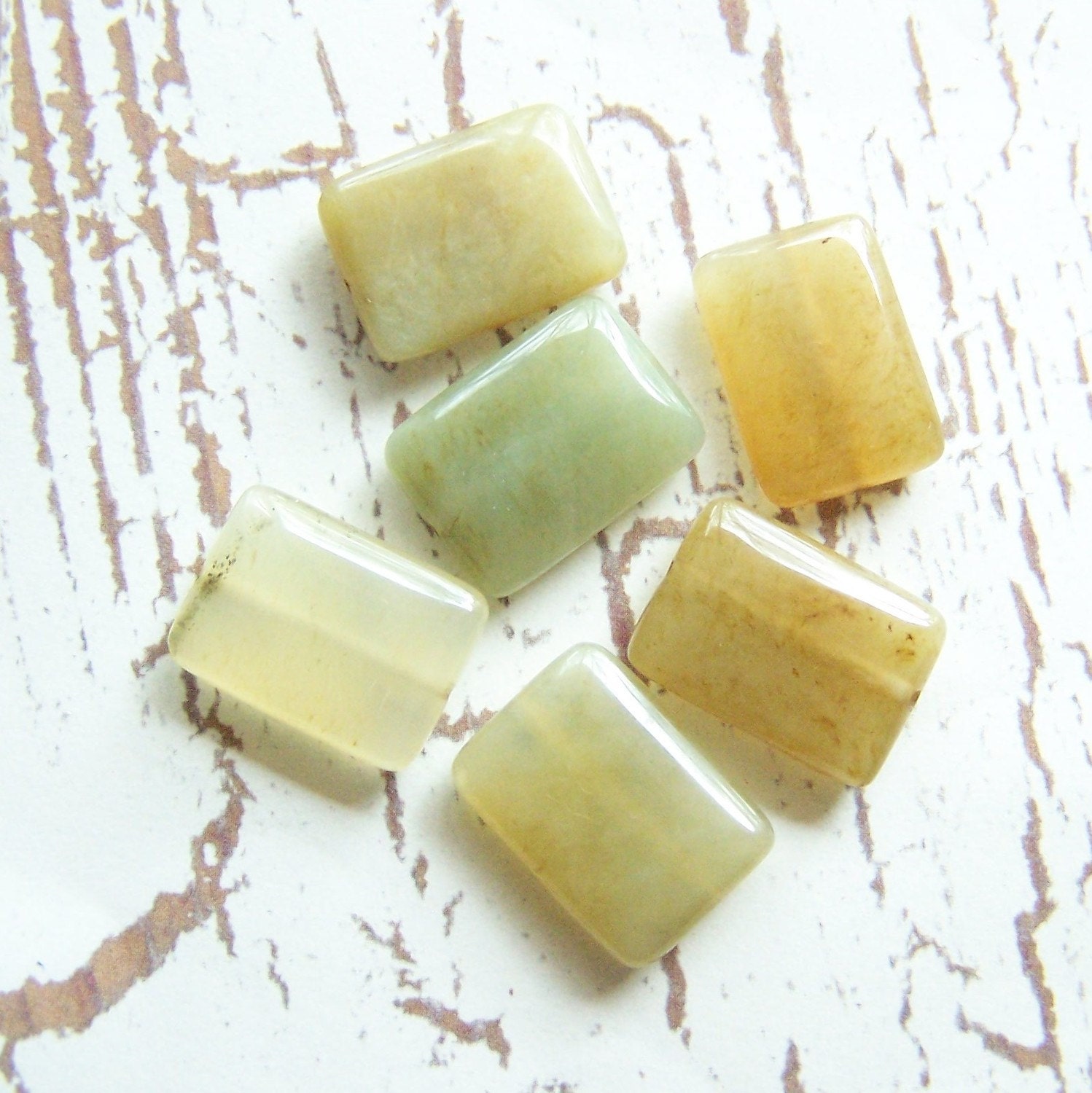 Green Gemstone Bead, Soocho Jade, Rectangle, 18x13mm, 7 Beads