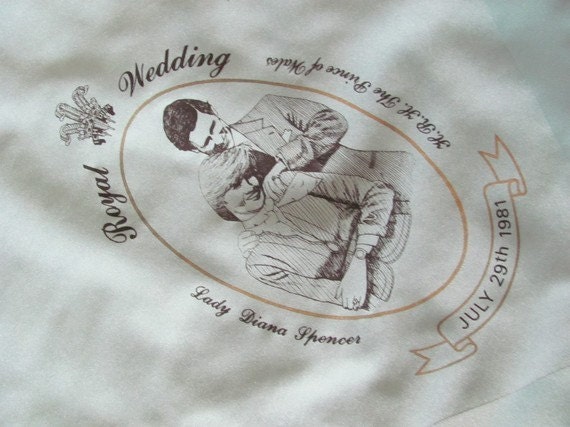 Vintage Royal Wedding Scarf - 1981 - Prince of Wales - Princesss Diana-Camelia James