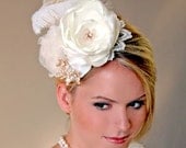 Wedding Accessories, Bridal Hat, Wedding Hair Piece, Vintage Inspired Bridal Ivory Floral Fascinator Headpiece, Wedding Hat