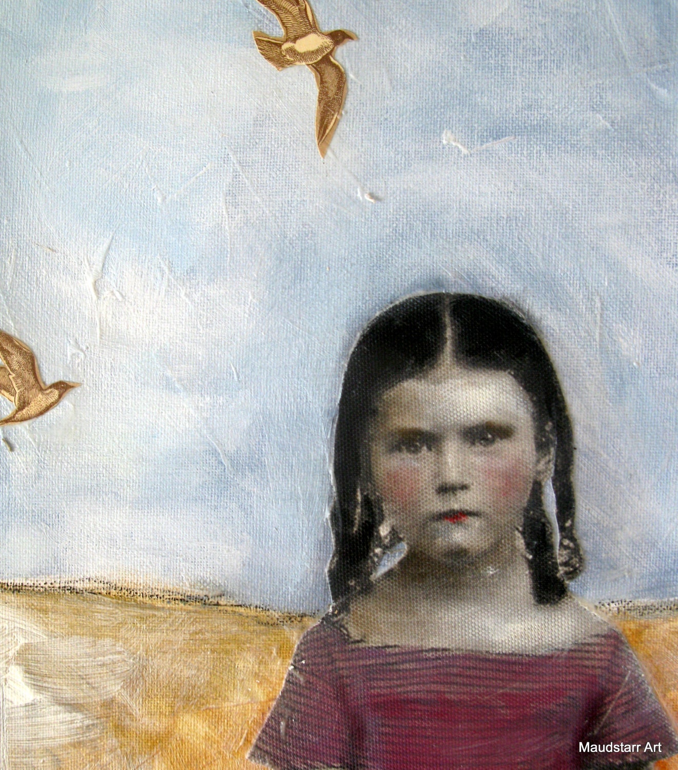 studio sale Lovely haunting vintage portrait painting Scarlette