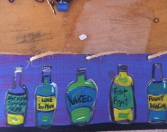 RhondaK Original Bottles at the Bar Painting Based On Nokomis Pops Sunset Grill Custom Available