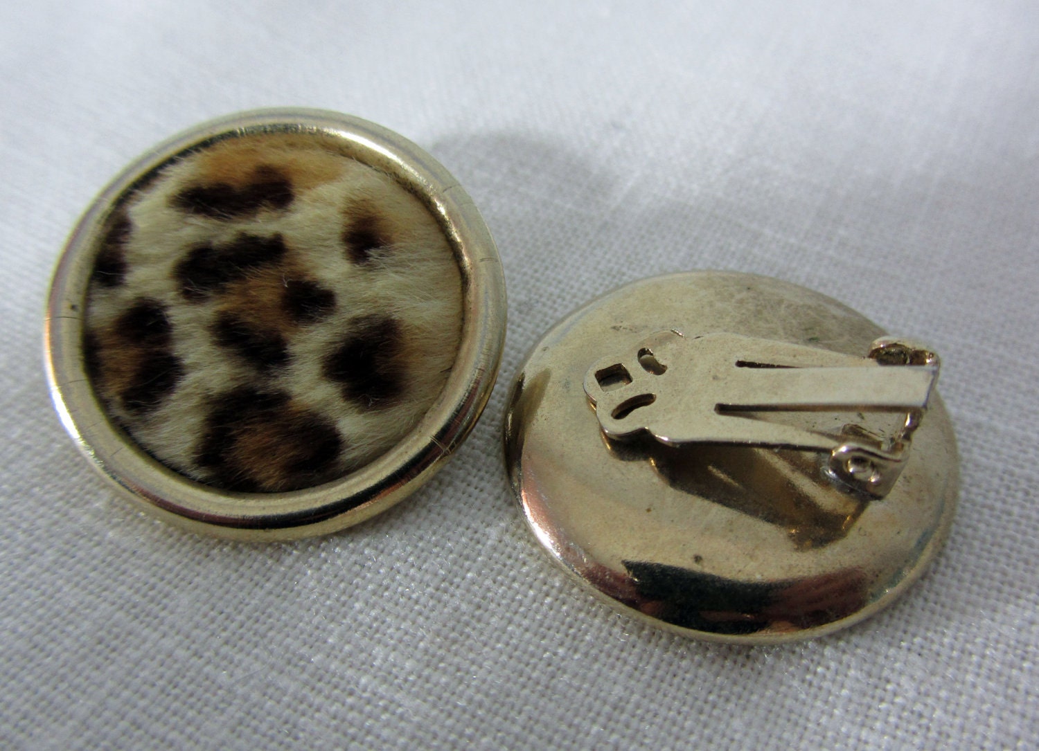 Leopard Fur Clip on Earrings