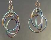 Chainmaille Earrings - Three In One Rainbow Titanium Hoola Hoops