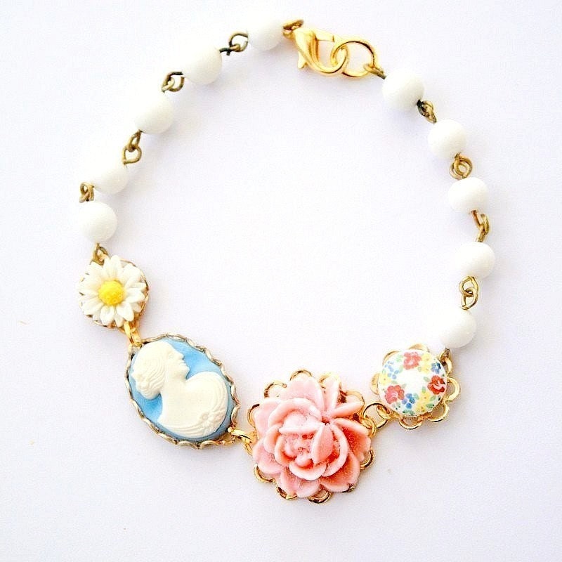 Lucy Cameo and Rose Charm Bracelet