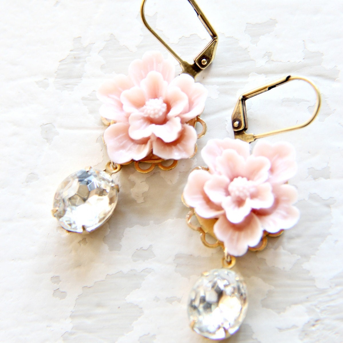 Blush and Crystal Earrings