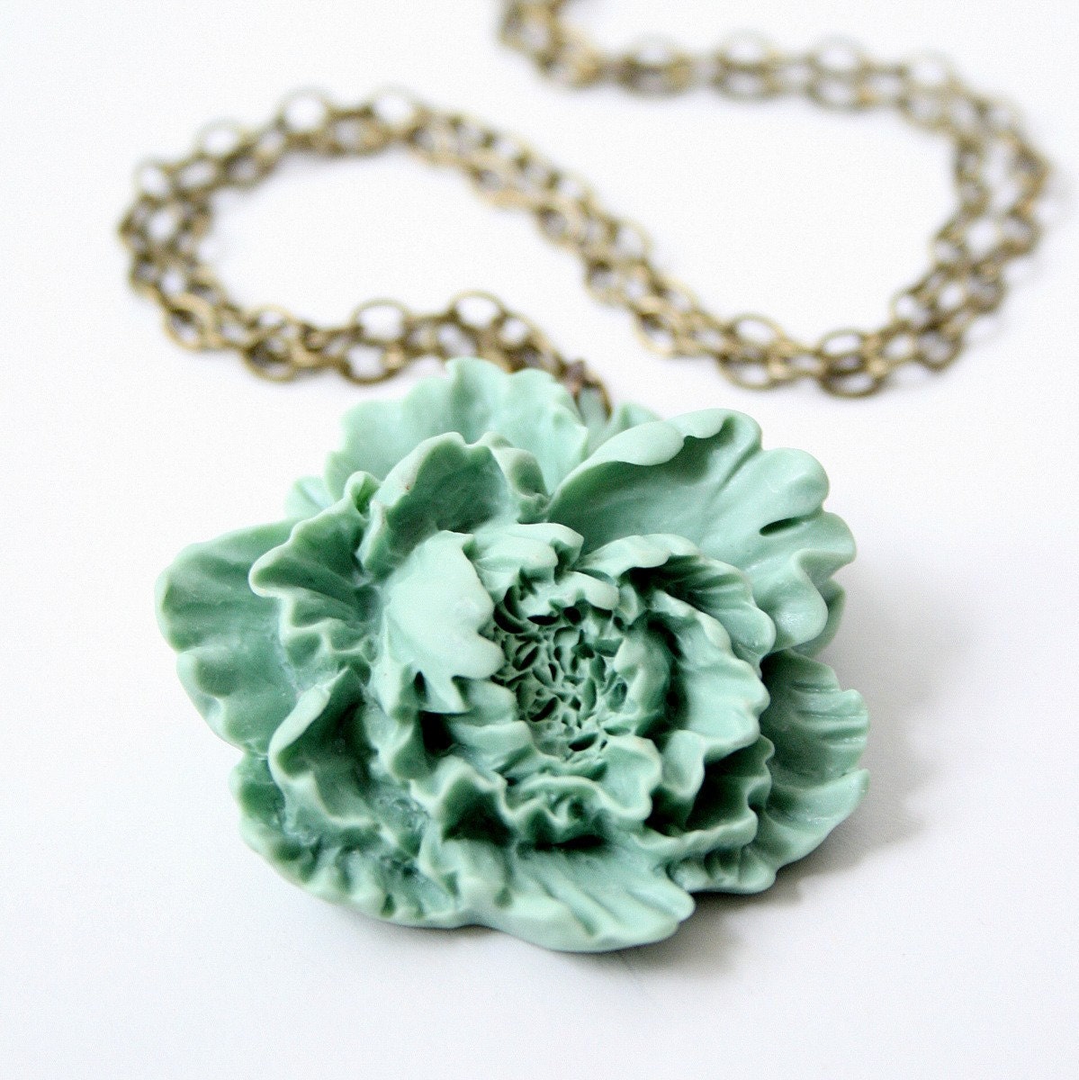 Long  Peony Pendant Necklace