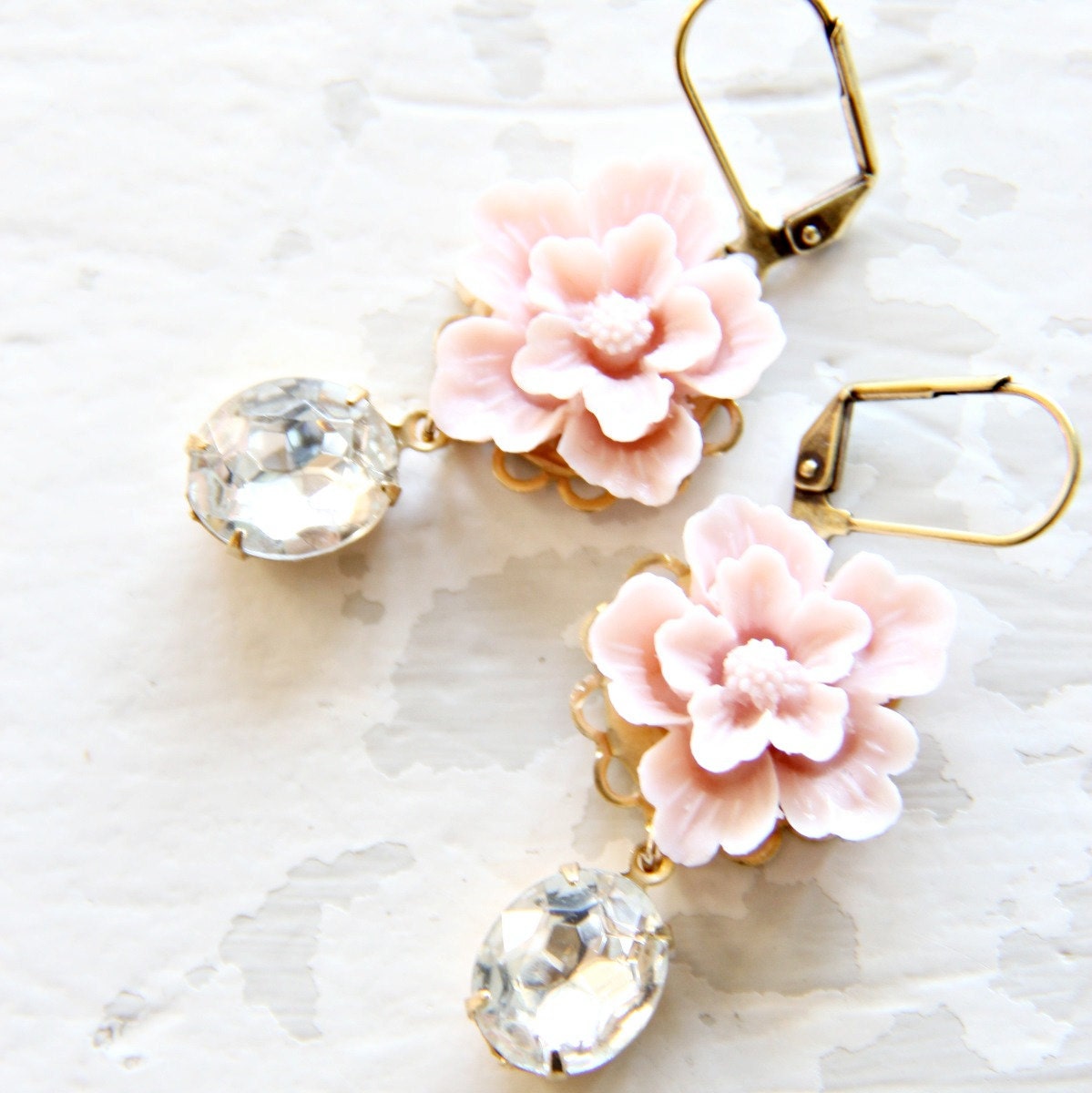 Blush and Crystal Earrings