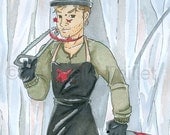 Dexter in the Kill Room, Original Fan Art Watercolor