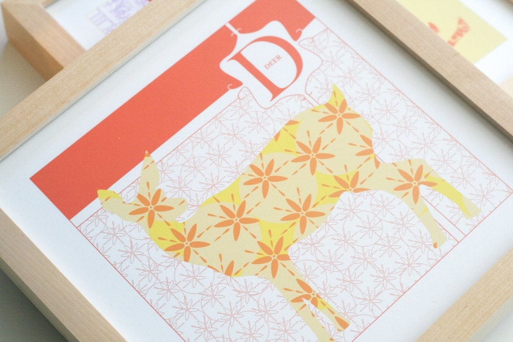 D is for Deer Animal Alphabet Print