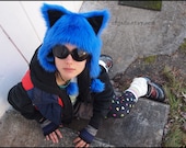 Prototype Sale: kitty-kitty- monster fur cat hat in blue