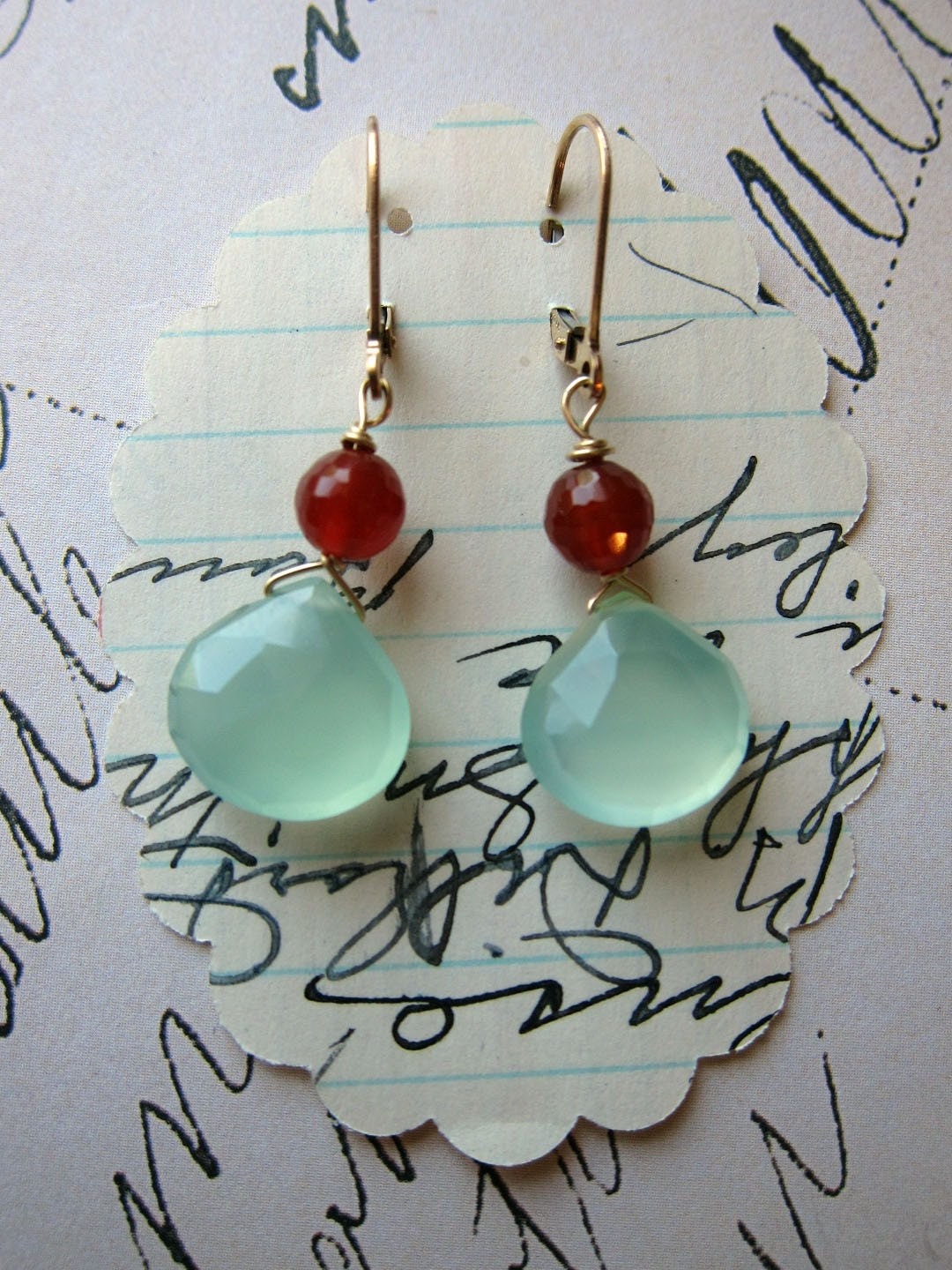 kayce earrings - chalcedony carnelion