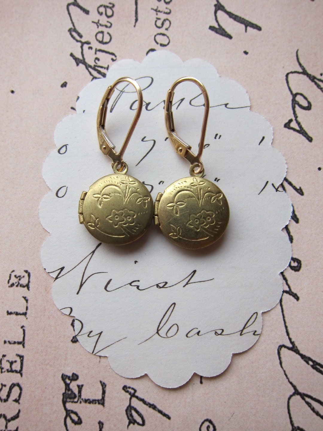paulette earrings -  floral lockets gold