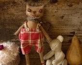 Tom cat, primitive style collectible art doll