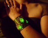 Glow Beadwork Cuff Bracelet - Looks lovely in dark and light - battery-powered