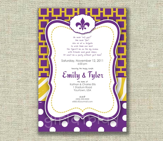 Bridal Shower Football Invitation Tailgate Tigers Team Couples Custom - Printable - by girls at play Il_570xn